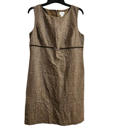Ann Taylor Loft Sleeveless Brown Dress Wool Blend Casual Career Size 14 - Picture 1 of 9